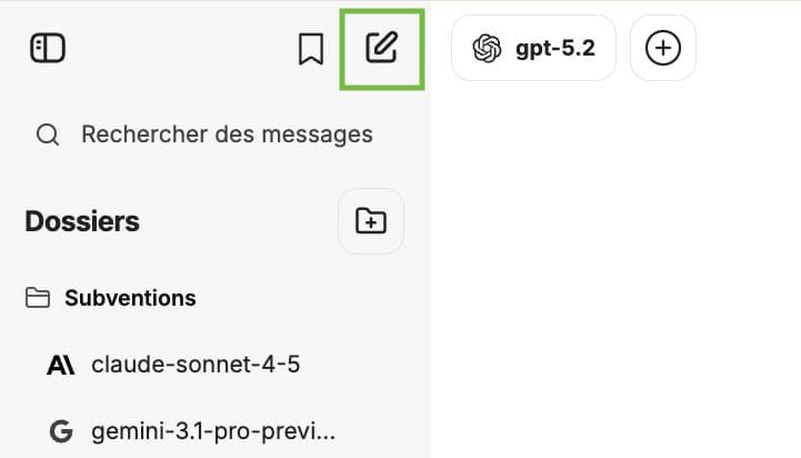 Bouton nouvelle conversation